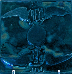 A QAL Alton blue glazed terracotta tile - WWI A QAL Alton blue glazed terracotta tile - WWI