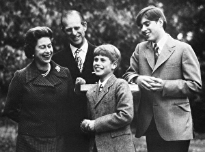 Queen Elizabeth II with Prince Philip, Andrew and Edward