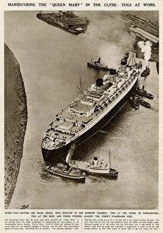 Queen Mary Ocean Liner, manoeuvring down the Clyde Queen Mary Ocean Liner, manoeuvring down the Clyde