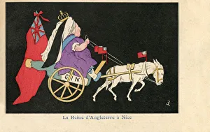 Queen Victoria in Nice - French satire on her donkey cart Queen Victoria in Nice - French satire on her donkey cart