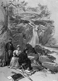 Queen Victoria sketching the falls of Garrawalt, Braemar Queen Victoria sketching the falls of Garrawalt, Braemar