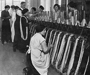 Queens Work for Women Fund, making socks for soldiers, WW1 Queens Work for Women Fund, making socks for soldiers, WW1