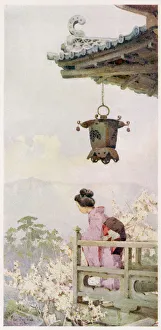 <b class=qtipBold><figcaption>Racial/Japan/Geisha 1912</figcaption></b><br>A geisha girl looks out from a balcony<br><em>© Mary Evans Picture Library</em> Racial/Japan/Geisha 1912
