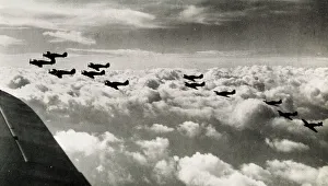 RAF Hurricane squadron on patrol, WW2 RAF Hurricane squadron on patrol, WW2