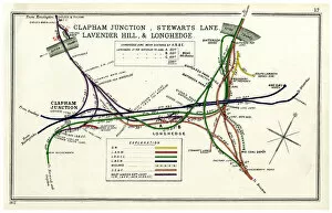 Clapham Collection: Railway map, Clapham Junction area, London