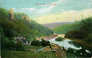 Prints of Railway Station and River Wye, Symonds Yat, near Monmouth, Herefordshire, England. Ross and Monmouth Railway. Date: 1910s Herefordshire Prints: Railway Station & River Wye, Symonds Yat Print, 1910s