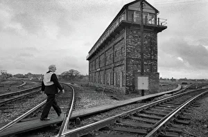 Railwayman - 180 lever railway signal box at Shrewsbury Railwayman - 180 lever railway signal box at Shrewsbury