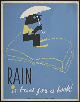 WPA Poster Print: Rain is Bad for a Book