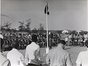 Raising flag at Scouts Own Service in Ghana, West Africa Raising flag at Scouts Own Service in Ghana, West Africa