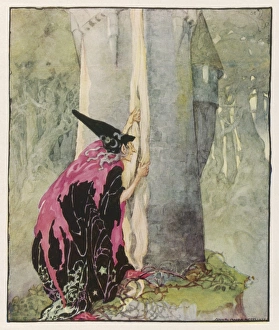 <b class=qtipBold><figcaption>Rapunzel/Briar Rose</figcaption></b><br>The witch spies on Rapunzel (Grimm)<br><em>© Mary Evans Picture Library</em> Rapunzel/Briar Rose