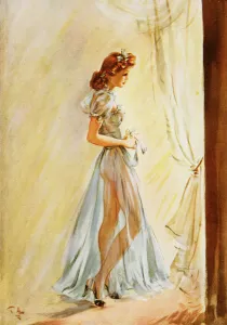 <b class=qtipBold><figcaption>Ray of Sunshine by David Wright</figcaption></b><br>Ray of Sunshine' by David Wright, showing a woman stood by a window in a negligee. Wright produced a series of over 160 illustrations or pin-ups' for 'The Sketch' during the 1940's. David Wright's 'Lovelies' proved hugely popular and adorned practically every military mess, bunker, dormitory or club room in the country during World War II.<br><em>© Estate of David Wright/ILN/Mary Evans Picture Library</em> Ray of Sunshine by David Wright