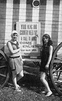 Swimsuit Gallery: Recruiting on the beach at Southsea, WW1