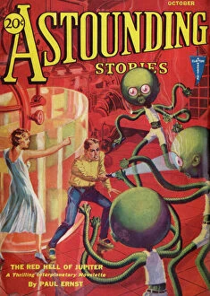 Images Dated 11th July 2011: Red Hell of Jupiter, Astounding Stories Scifi magazine cover