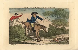 Regency gentleman on a horse caught on a sty Regency gentleman on a horse caught on a sty