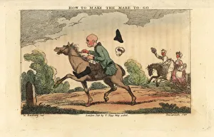 Regency gentleman loses his hat and wig on a mare Regency gentleman loses his hat and wig on a mare