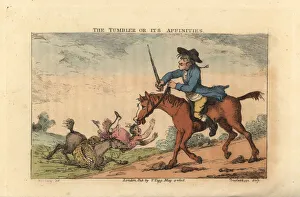 Regency man with a cudgel riding a horse prone to tumbling Regency man with a cudgel riding a horse prone to tumbling