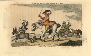 Regency man riding a horse using a whip Regency man riding a horse using a whip