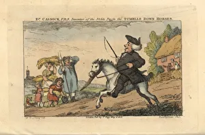 Regency physician riding a horse wearing a chin piece Regency physician riding a horse wearing a chin piece