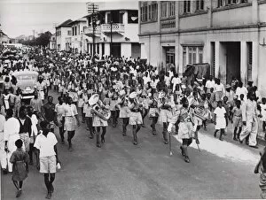 Regimental band marching, Ghana, West Africa