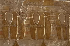 Images Dated 27th November 2003: Reliefs depicting the ankh, uady and djed pillar. Deir el-Ba