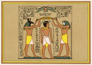 <b class=qtipBold><figcaption>Religion/Egypt/Seth - 2</figcaption></b><br>Seth, though often violent, is not necessarily malevolent : here he is depicted with Horus, pouring life over the pharaoh Seti I (circa 1310 BC)<br><em>© Mary Evans Picture Library</em> Religion/Egypt/Seth - 2