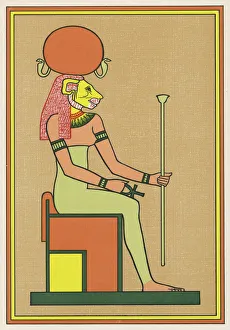 <b class=qtipBold><figcaption>Religion/Egypt/Tefnut</figcaption></b><br>With the head of a lioness, she is the sister-consort of air-god SHU, and mother of GEB and NUT : she personifies moisture<br><em>© Mary Evans Picture Library</em> Religion/Egypt/Tefnut