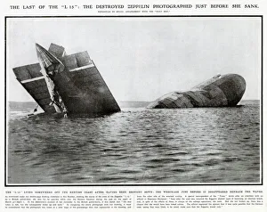 The remains of the German zeppelin L-15 sinking off the Kentish coast in 1916 The remains of the German zeppelin L-15 sinking off the Kentish coast in 1916