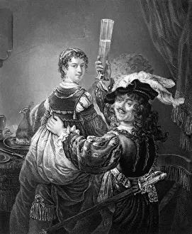 Rembrandt Prints: Rembrandt and Saskia Print: A 17th-Century Dutch Masterpiece