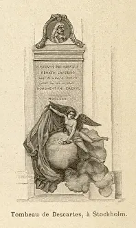 Prints of RENE DESCARTES French mathematician and philosopher: his tomb, at Stockholm Sweden Prints: Rene Descartes Print: Engraving of a French Mathematician's Tomb