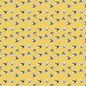 <b class=qtipBold><figcaption>Repeating Pattern - Bowler Hats</figcaption></b><br>Repeating Pattern - Bowler Hats (yellow background). *PLEASE NOTE that the magnifying glass is solely to show the detail of the repeating pattern and will not feature on the final file.* Date:<br><em>© Mary Evans Picture Library</em> Repeating Pattern - Bowler Hats