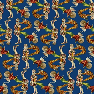 Repeating Pattern - circus clowns perform balancing act Repeating Pattern - circus clowns perform balancing act