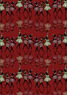 Repeating Pattern - Dancing girls - silhouette - red Repeating Pattern - Dancing girls - silhouette - red