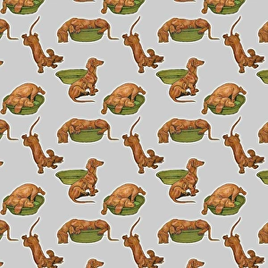 <b class=qtipBold><figcaption>Repeating Pattern - Dog and Bowl</figcaption></b><br>Repeating Pattern - Dog and Bowl. *PLEASE NOTE that the magnifying glass is solely to show the detail of the repeating pattern and will not feature on the final file.*<br><em>© Mary Evans Picture Library</em> Repeating Pattern - Dog and Bowl