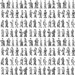<b class=qtipBold><figcaption>Repeating Pattern - Figurines</figcaption></b><br>Repeating Pattern - Figurines. *PLEASE NOTE that the magnifying glass is solely to show the detail of the repeating pattern and will not feature on the final file.* Date:<br><em>© Mary Evans Picture Library</em> Repeating Pattern - Figurines