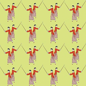 <b class=qtipBold><figcaption>Repeating Pattern - Golfing Women</figcaption></b><br>Repeating Pattern - Golfing Women. *PLEASE NOTE that the magnifying glass is solely to show the detail of the repeating pattern and will not feature on the final file.*<br><em>© Mary Evans Picture Library</em> Repeating Pattern - Golfing Women