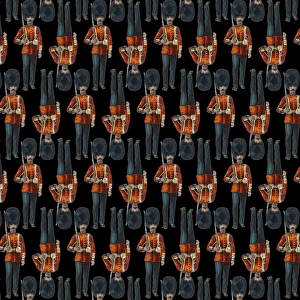 <b class=qtipBold><figcaption>Repeating Pattern - guardsmen, black</figcaption></b><br>Repeating Pattern - guardsmen (with black background). *PLEASE NOTE that the magnifying glass is solely to show the detail of the repeating pattern and will not feature on the final file.*<br><em>© Mary Evans Picture Library</em> Repeating Pattern - guardsmen, black