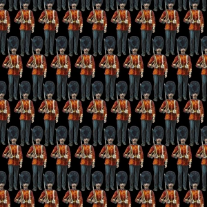 <b class=qtipBold><figcaption>Repeating Pattern - guardsmen, black</figcaption></b><br>Repeating Pattern - (guardsmen, with black background). *PLEASE NOTE that the magnifying glass is solely to show the detail of the repeating pattern and will not feature on the final file.*<br><em>© Mary Evans Picture Library</em> Repeating Pattern - guardsmen, black