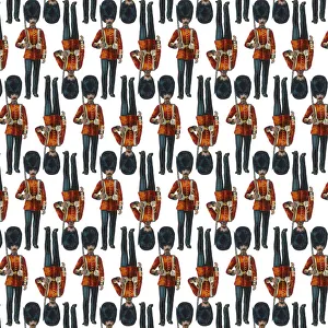 <b class=qtipBold><figcaption>Repeating Pattern - guardsmen, white</figcaption></b><br>Repeating Pattern - guardsmen (with white background). *PLEASE NOTE that the magnifying glass is solely to show the detail of the repeating pattern and will not feature on the final file.*<br><em>© Mary Evans Picture Library</em> Repeating Pattern - guardsmen, white