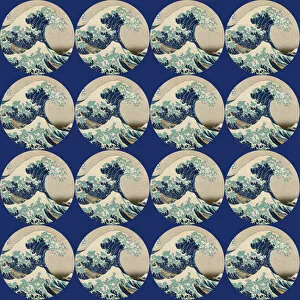 Abstracts Gallery: Repeating Pattern - Hokusai Great Wave - Circles