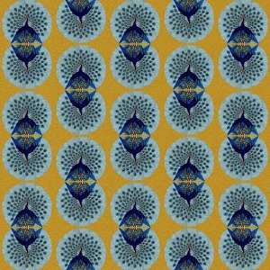 <b class=qtipBold><figcaption>Repeating Pattern - peacocks, yellow</figcaption></b><br>Repeating Pattern - peacocks (with yellow background). *PLEASE NOTE that the magnifying glass is solely to show the detail of the repeating pattern and will not feature on the final file.*<br><em>© Mary Evans Picture Library</em> Repeating Pattern - peacocks, yellow