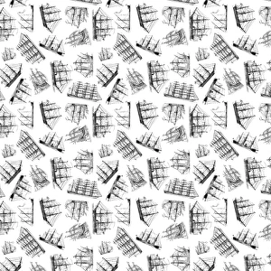 <b class=qtipBold><figcaption>Repeating Pattern - Sailing Ships</figcaption></b><br>Repeating Pattern - Sailing Ships. *PLEASE NOTE that the magnifying glass is solely to show the detail of the repeating pattern and will not feature on the final file.*<br><em>© Mary Evans Picture Library</em> Repeating Pattern - Sailing Ships