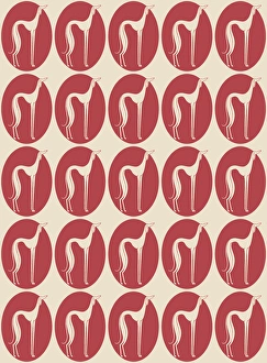 <b class=qtipBold><figcaption>Repeating Pattern - Saluki Dogs</figcaption></b><br>Repeating Pattern - Saluki Dogs (white on red oval). *PLEASE NOTE that the magnifying glass is solely to show the detail of the repeating pattern and will not feature on the final file.*<br><em>© Mary Evans Picture Library</em> Repeating Pattern - Saluki Dogs