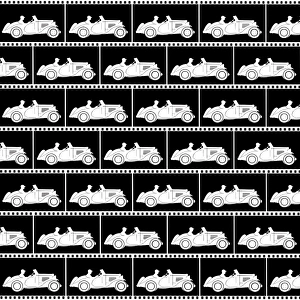 <b class=qtipBold><figcaption>Repeating Pattern - Sports car</figcaption></b><br>Repeating Pattern - Racing Driver driving a small open-top two-seater sports car - film effect edging - negative. *PLEASE NOTE that the magifying glass is solely to show the detail of the repeating pattern and will not feature on the final file.* Date:<br><em>© Mary Evans Picture Library</em> Repeating Pattern - Sports car