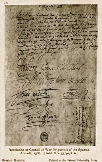 Howard Gallery: Resolution of Council of War for pursuit of Spanish Armada