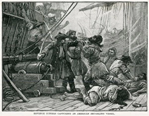 1770s Gallery: Revenue Cutters capturing an American Smuggling vessel