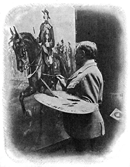 Richard Caton Woodville at work on a painting Richard Caton Woodville at work on a painting