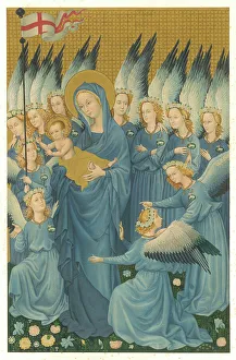 <b class=qtipBold><figcaption>Richard II Diptych - 2</figcaption></b><br>Richard is presented to Mary and Jesus by King/saint Edward the Confessor, king/saint Edmund, and John the Baptist. (right-hand panel)<br><em>© Mary Evans Picture Library 2015 - https://copyrighthub.org/s0/hub1/creation/maryevans/MaryEvansPictureID/10181609</em> Richard II Diptych - 2