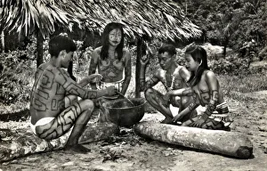 Rio Ampayaco, Peru - Bora Indians in their village Rio Ampayaco, Peru - Bora Indians in their village