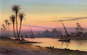 Nile Gallery: The River Nile and the Pyramids of Giza, Cairo, Egypt