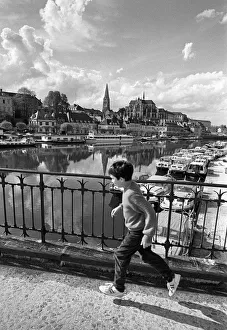River Yonne and cathedral in Auxerre, France River Yonne and cathedral in Auxerre, France